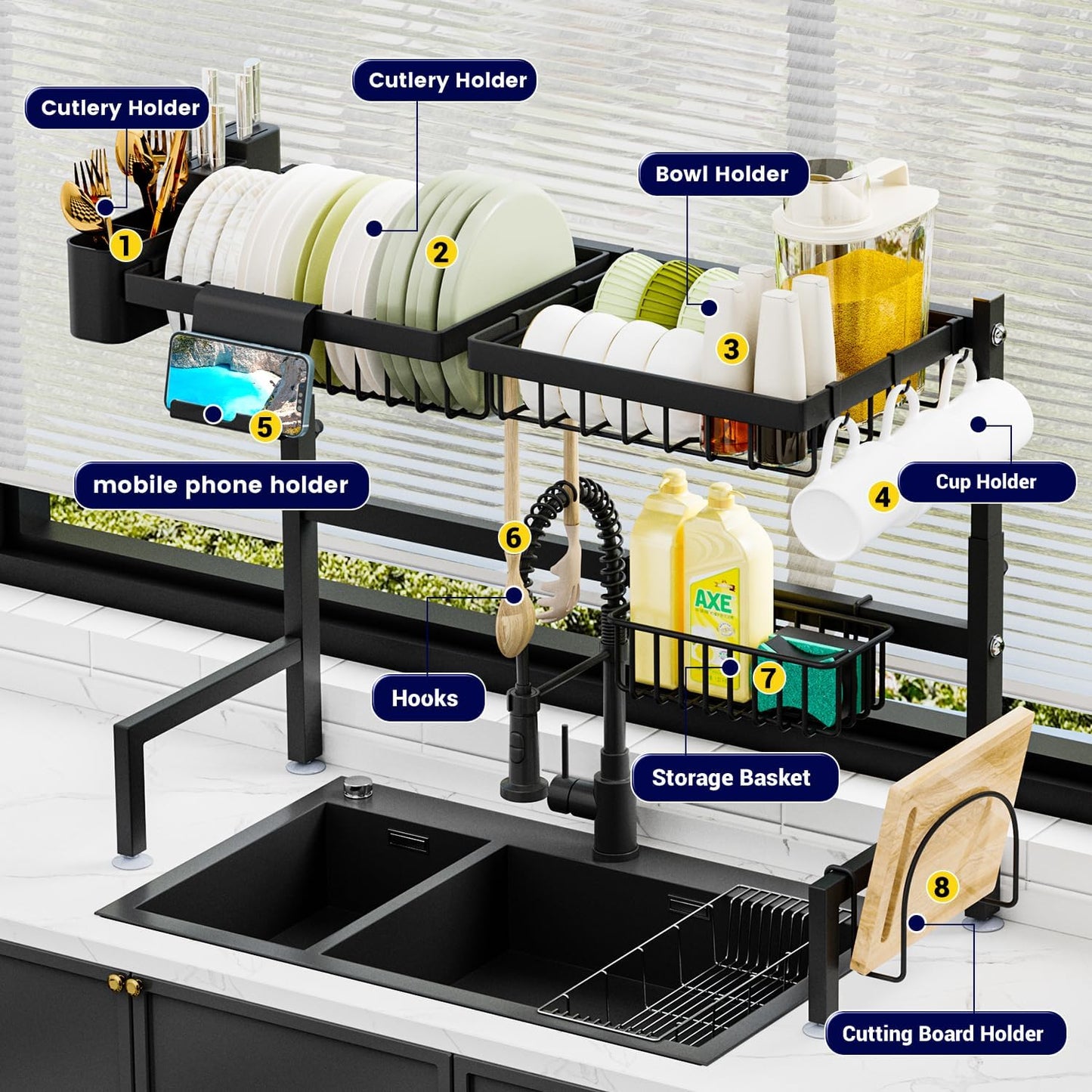 Over The Sink Dish Drying Rack